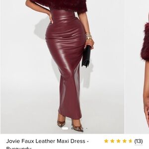 Fashion Nova Jovie Faux Leather Maxi Dress - Burgundy